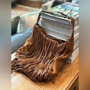 Vince Vintage Camuto Irene Fringe Hazelnut Leather Handbag ( Was $260)